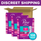 108 Count Poise Ultra Thin Incontinence Pads 5 Drop Long for Women
