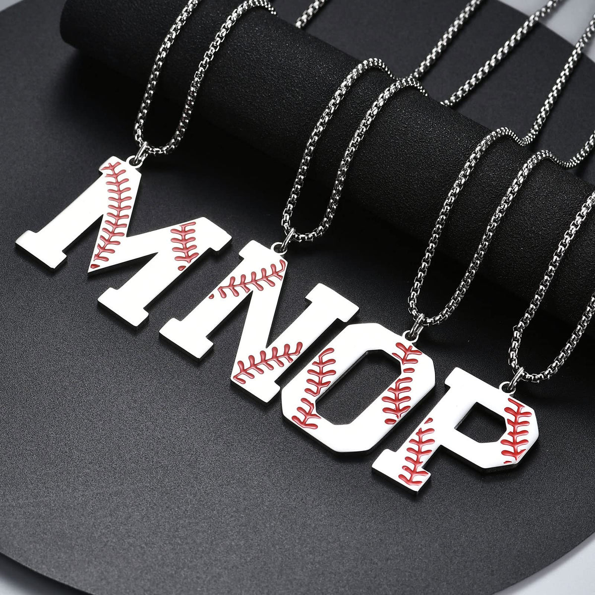 VEEHOO Baseball Necklace for Men Boys,Initial A-Z Letter Baseball Jewelry