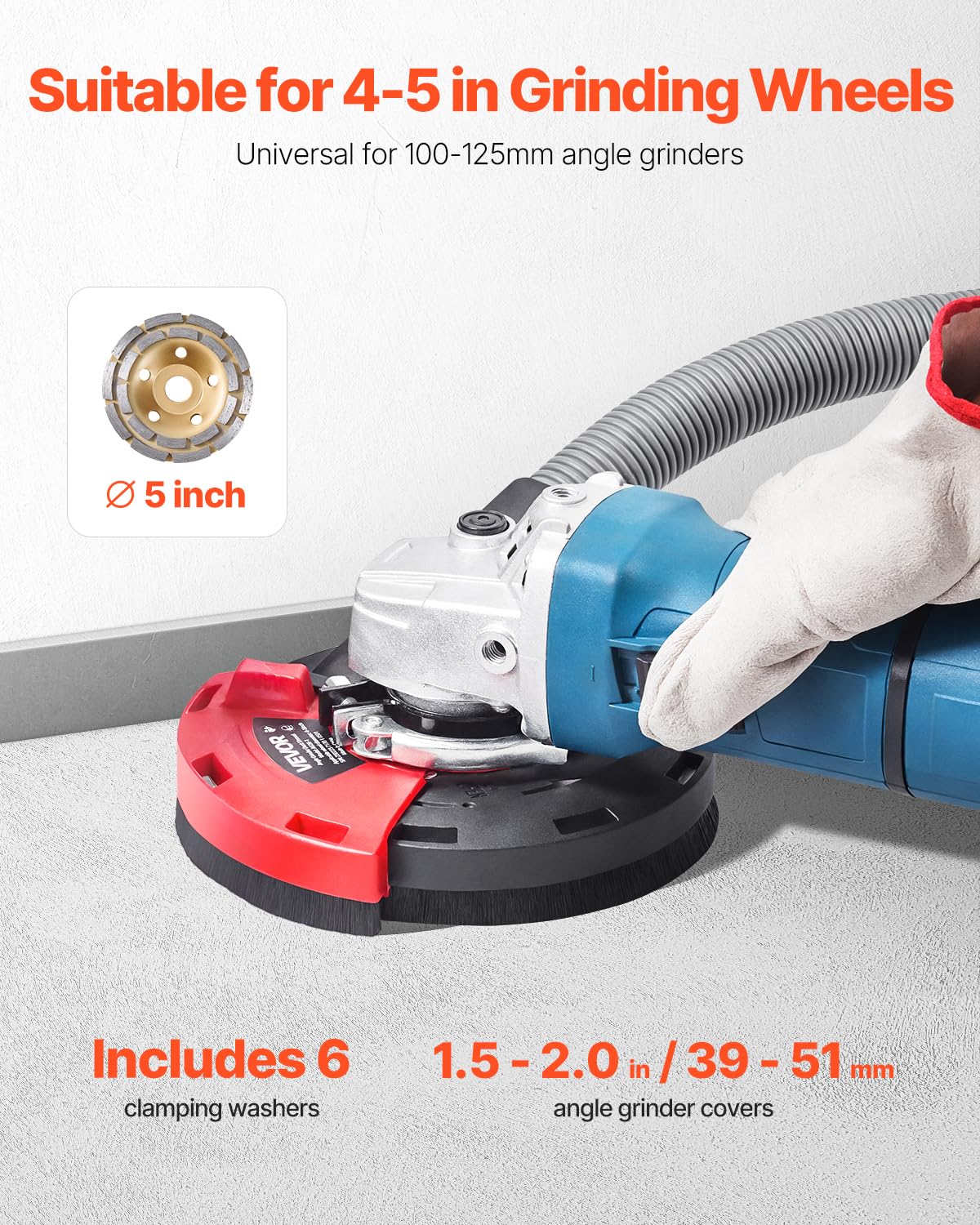 VEVOR Grinding Dust Shroud for Angle Grinder, Universal 4-5 in, Surface Grinder