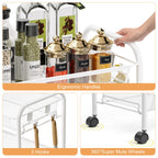 TOOLF 3-Tier Metal Rolling Cart Mesh Wire Storage Trolley Wheels 3 Hooks