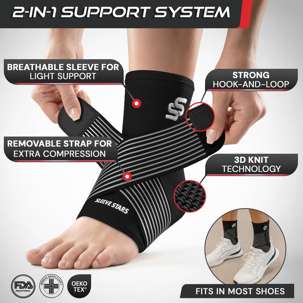 Sleeve Stars Ankle Brace for Women & Men, Ankle Wrap for Sprain, Compression