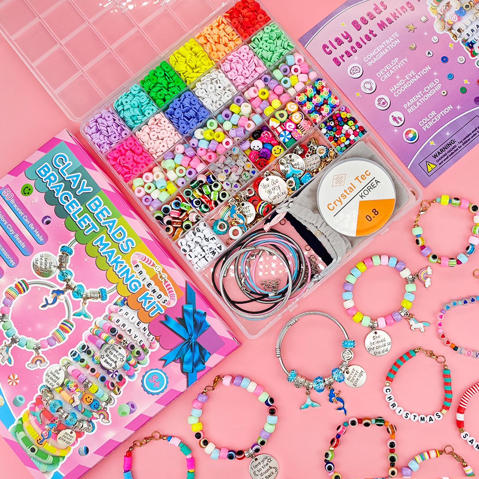 Leitait Girls Bracelet Making Kit 3400pcs Charm Jewelry DIY Craft Gift Ages 5-12