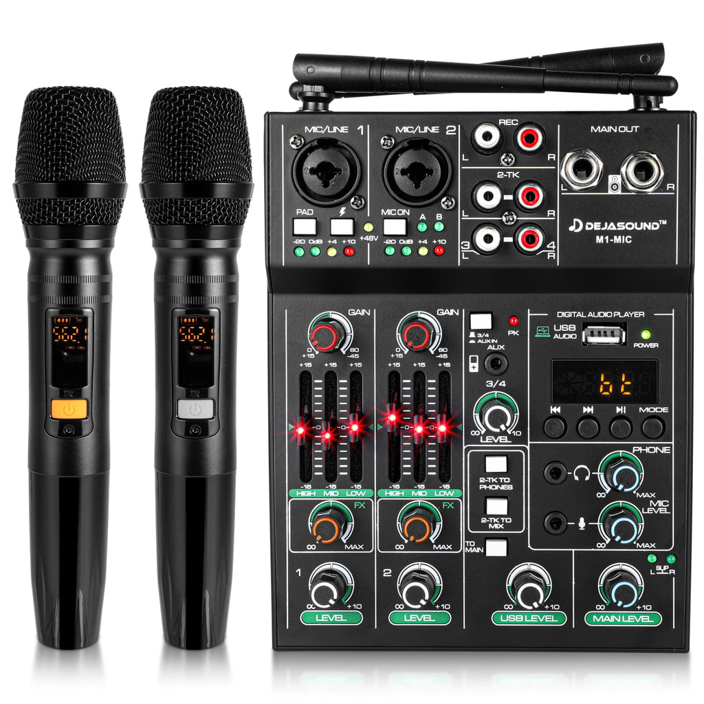 Pro 5 Channel Audio Mixer Mic Set for Live Streaming, Family Karaoke, Studio
