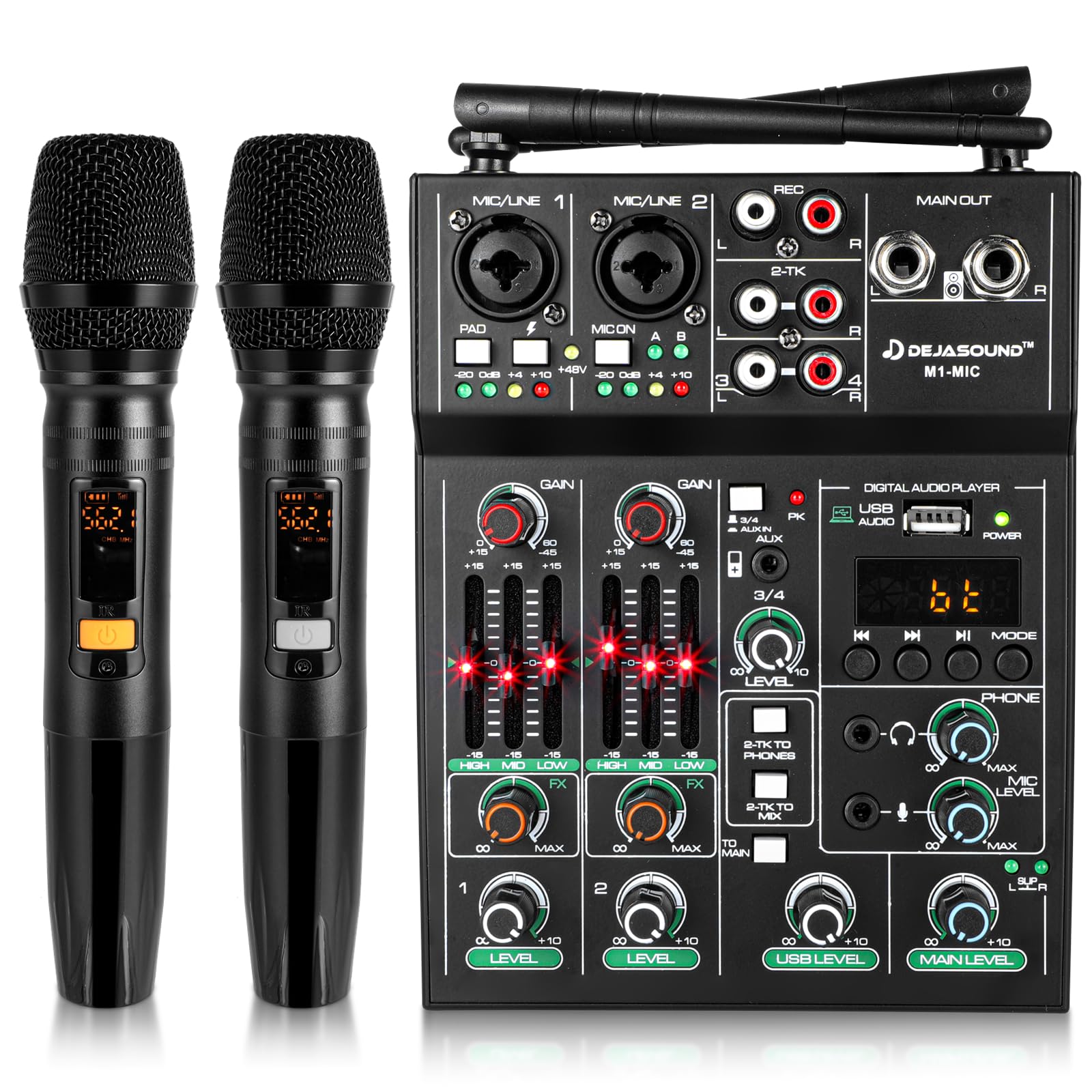 Pro 5 Channel Audio Mixer Mic Set for Live Streaming, Family Karaoke, Studio