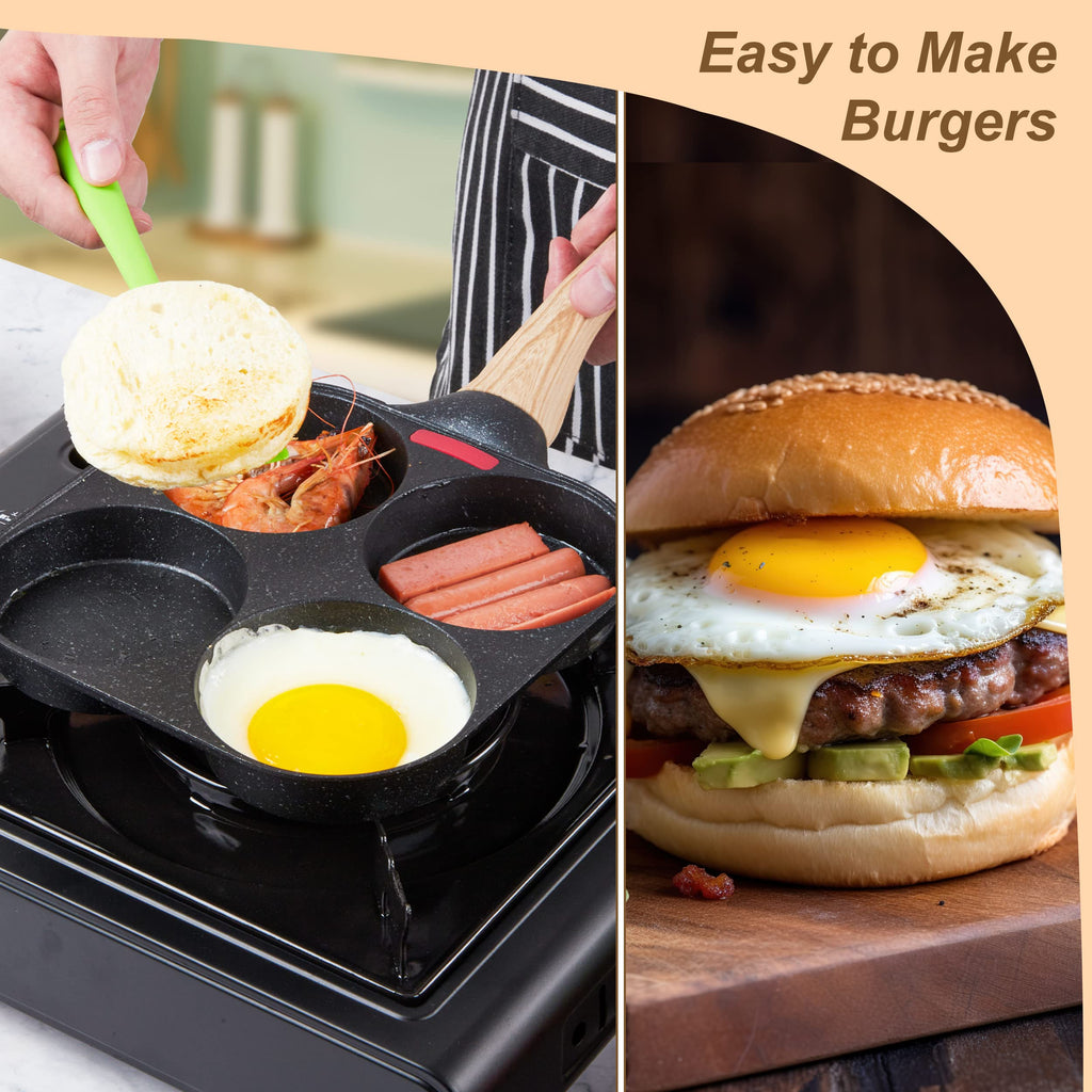 MyLifeUNIT 4 Cup Egg Frying Pan Nonstick Breakfast Skillet Induction Ready