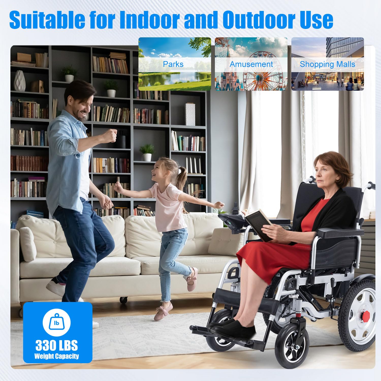 Electric Wheelchairs for Adults, 25 Miles All-Terrain Power Wheelchair
