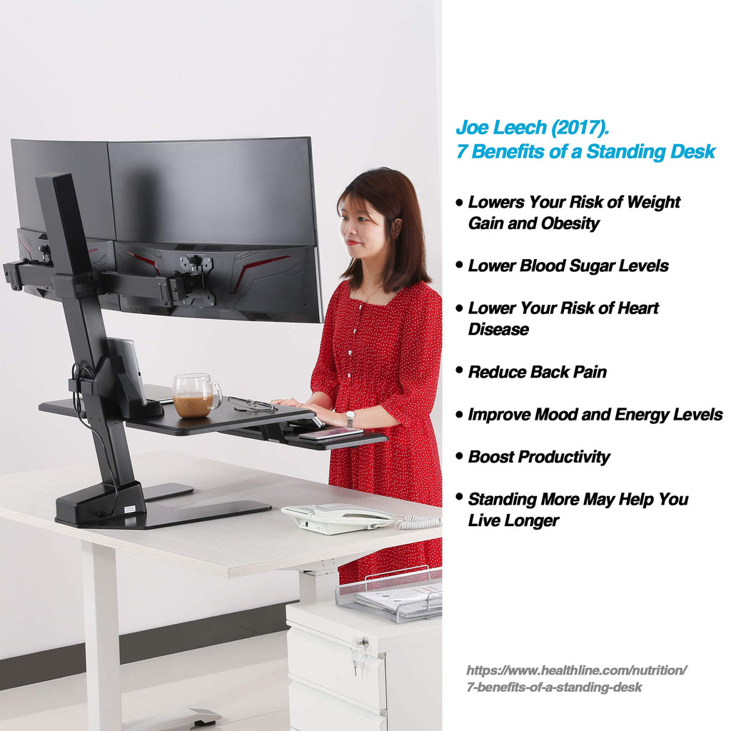 AVLT Electric Standing Desk Converter Triple 32" Monitor Sit Stand Riser