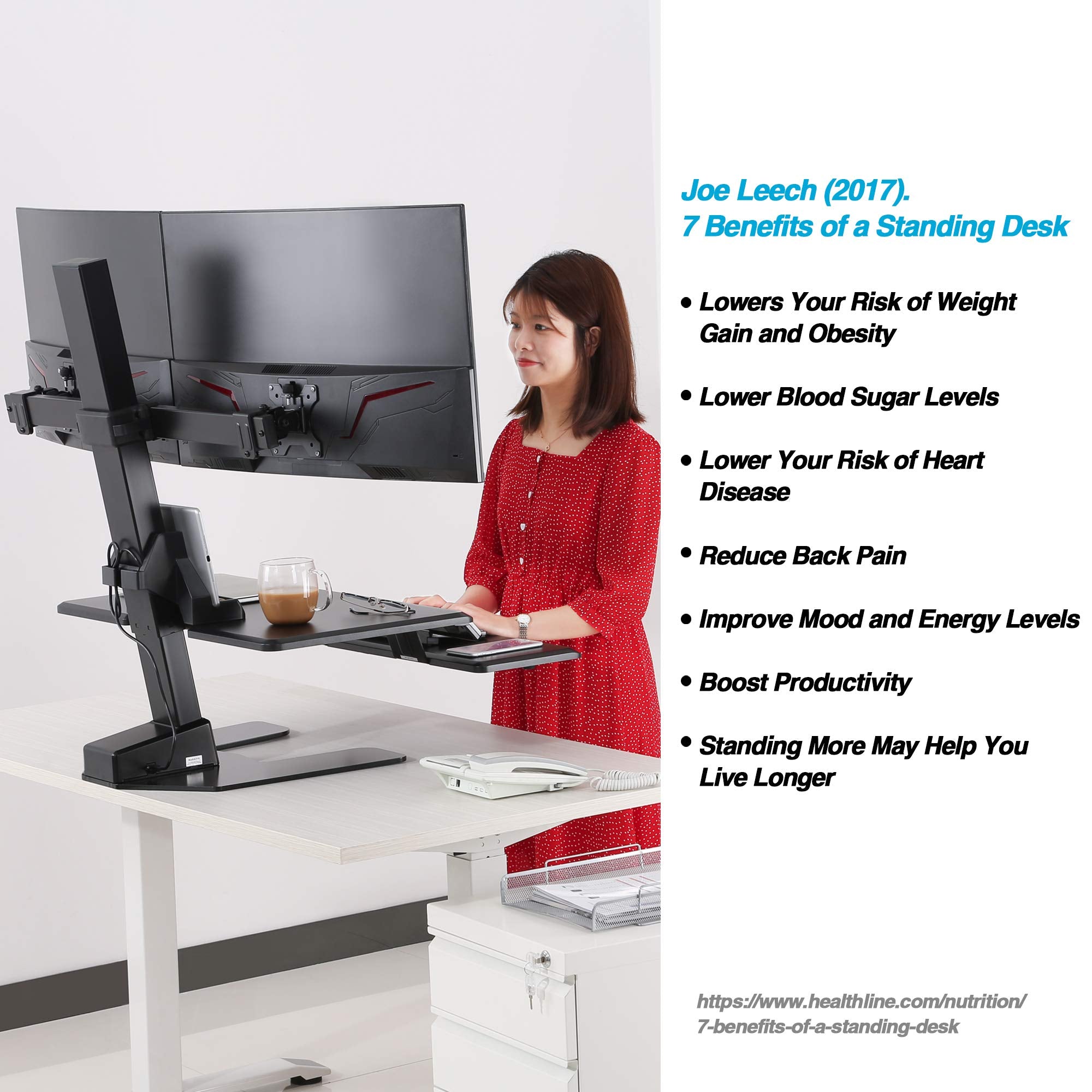 AVLT Electric Standing Desk Converter Triple 32" Monitor Sit Stand Riser