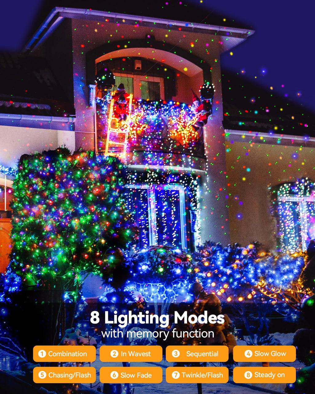 Blingstar Christmas String Lights - 98.4 Ft+9.8 Ft 300 LED Extendable Plug-in 8