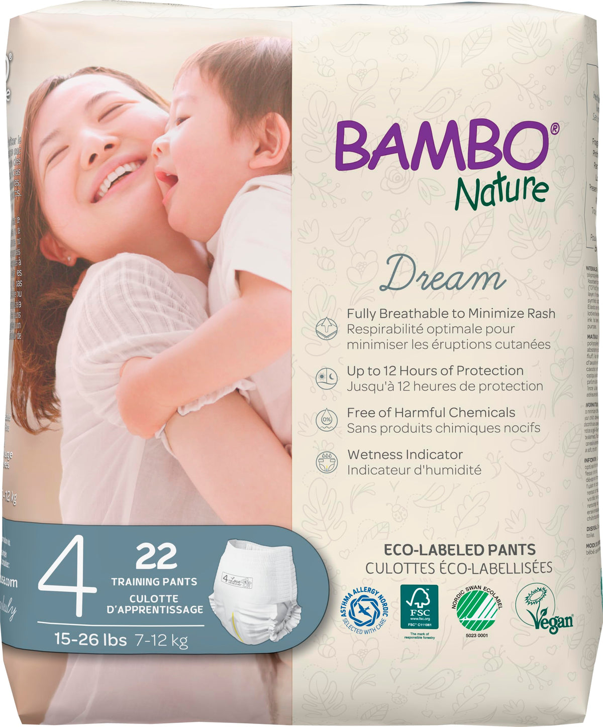 44 Count Bambo Nature Premium Eco-Friendly Training Pants, Size 4 (15-31 Lbs)