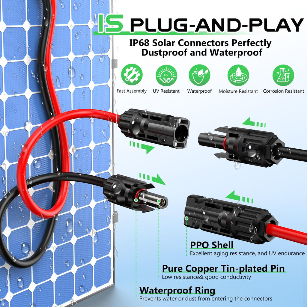 Vansdon Solar to XT60 Cable- 10AWG 30FT XT60 Solar Cable Charging Extension