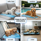 INSPECTOR TAIL Dog Cooling Mat - No Freeze Needed, Self-Cooling Pad for Medium Dogs, Washable Portable for Crate Kennel Car Sofa Bed Floor, Indoor Outdoor Summer Use, 28"x22" with Carry Bag