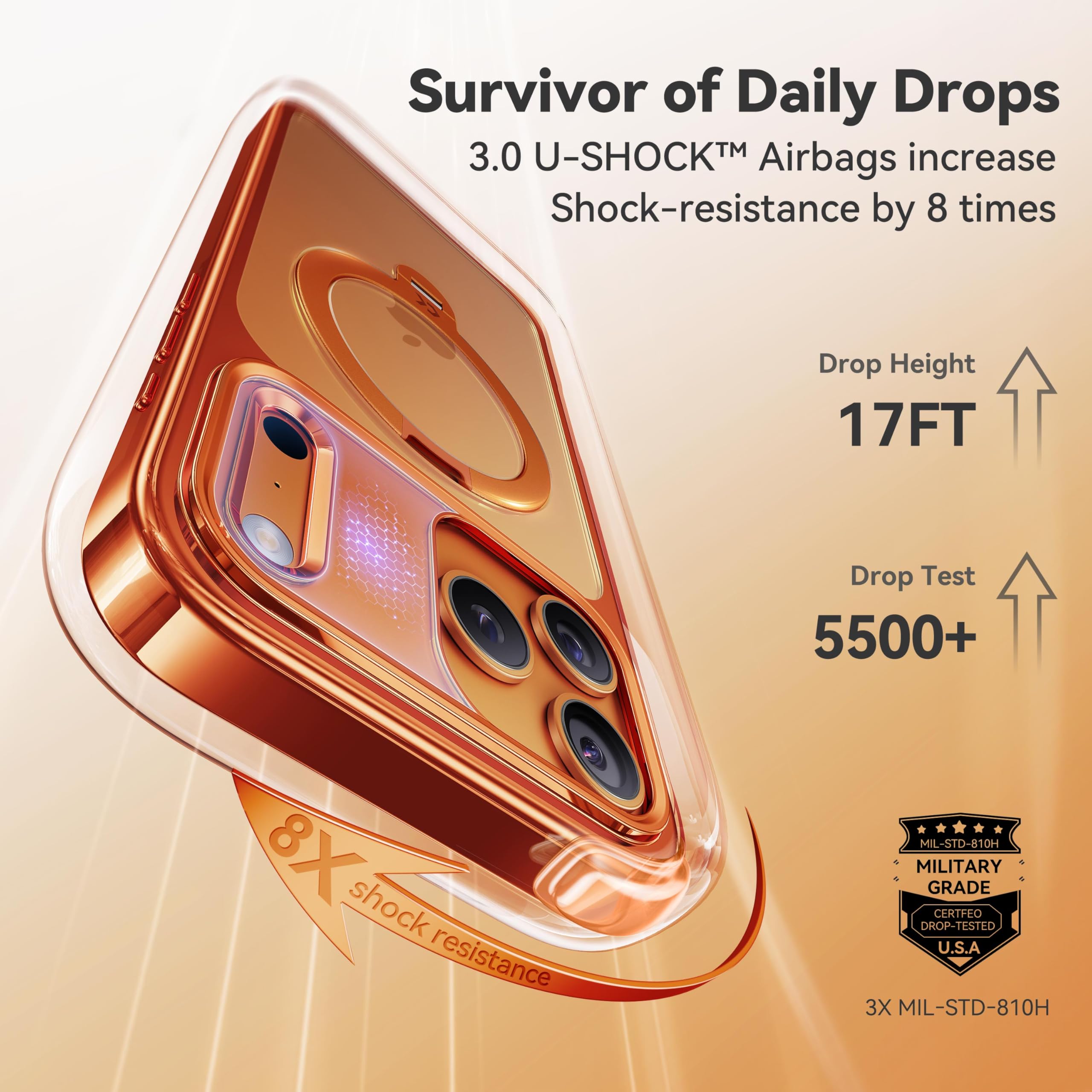 CASEKOO iPhone 17 Pro Max MagSafe Case 360 Spin Stand Military Protection Glossy