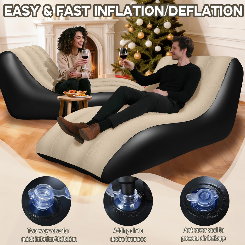 SeaSlep Inflatable Couch for Camping, Blow-Up Couch with Flocked Surface,