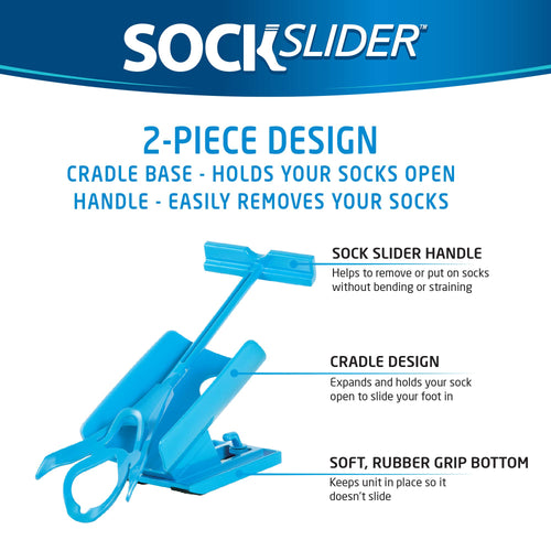 Sock Slider Sock Aid Kit & Shoe Horn Easy On Off Dressing Aid Blue Travel