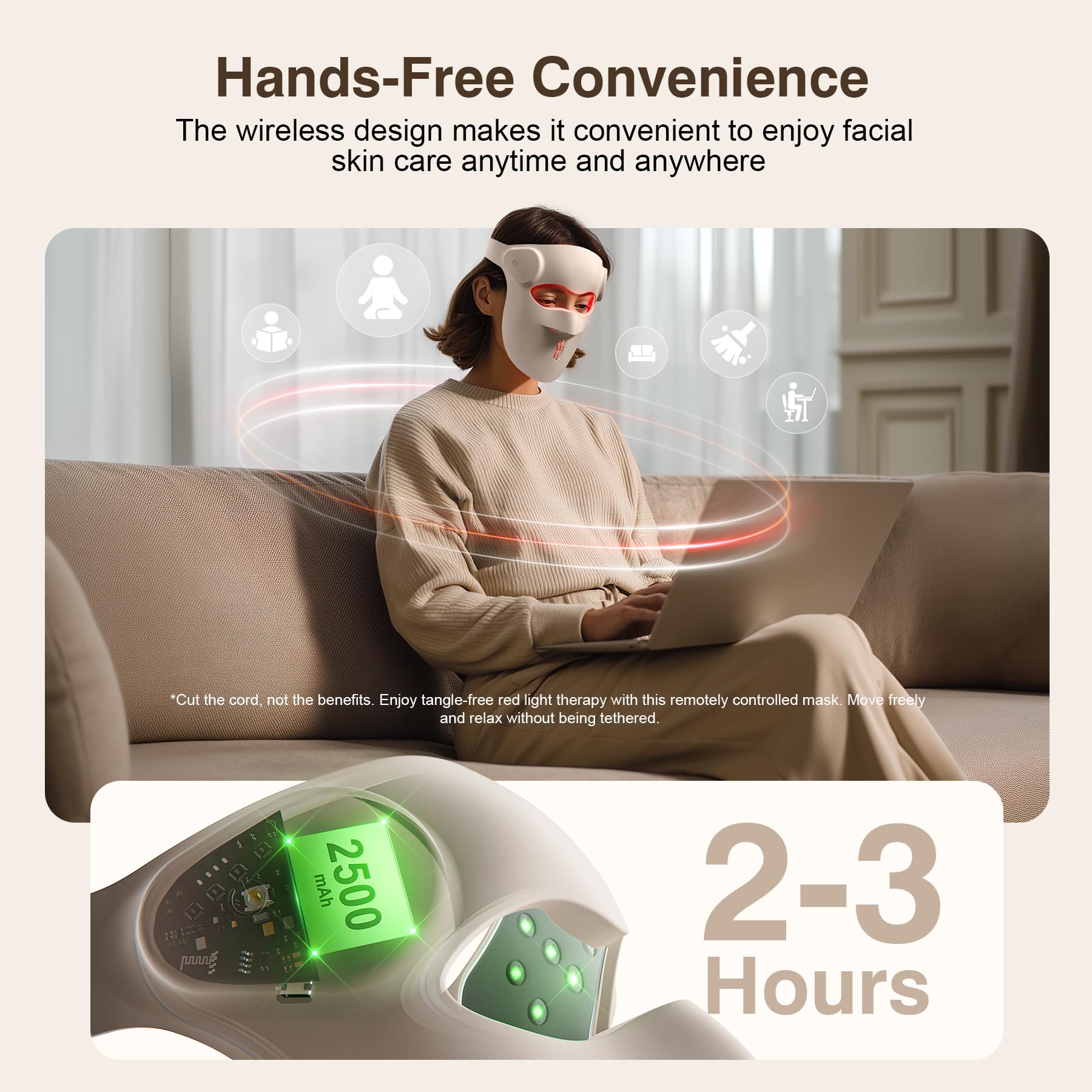 Red Light Therapy for Face, 9 Modes Wireless Face Mask Light Therapy, 850nm