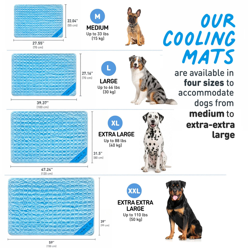 INSPECTOR TAIL Dog Cooling Mat - No Freeze Needed, Self-Cooling Pad for Medium Dogs, Washable Portable for Crate Kennel Car Sofa Bed Floor, Indoor Outdoor Summer Use, 28"x22" with Carry Bag