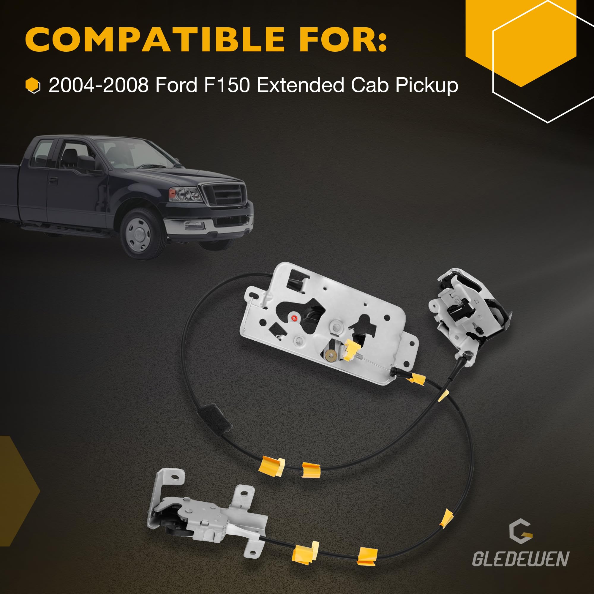 Rear Left Door Lock Latch Actuator, Upper and Lower Rear Left Driver Side, Compatible with 2004 2005 2006 2007 2008 Ford F150 Extended Cab Pickup, Repalces 6l3Z-18264A01-B 8L3Z18264A01B