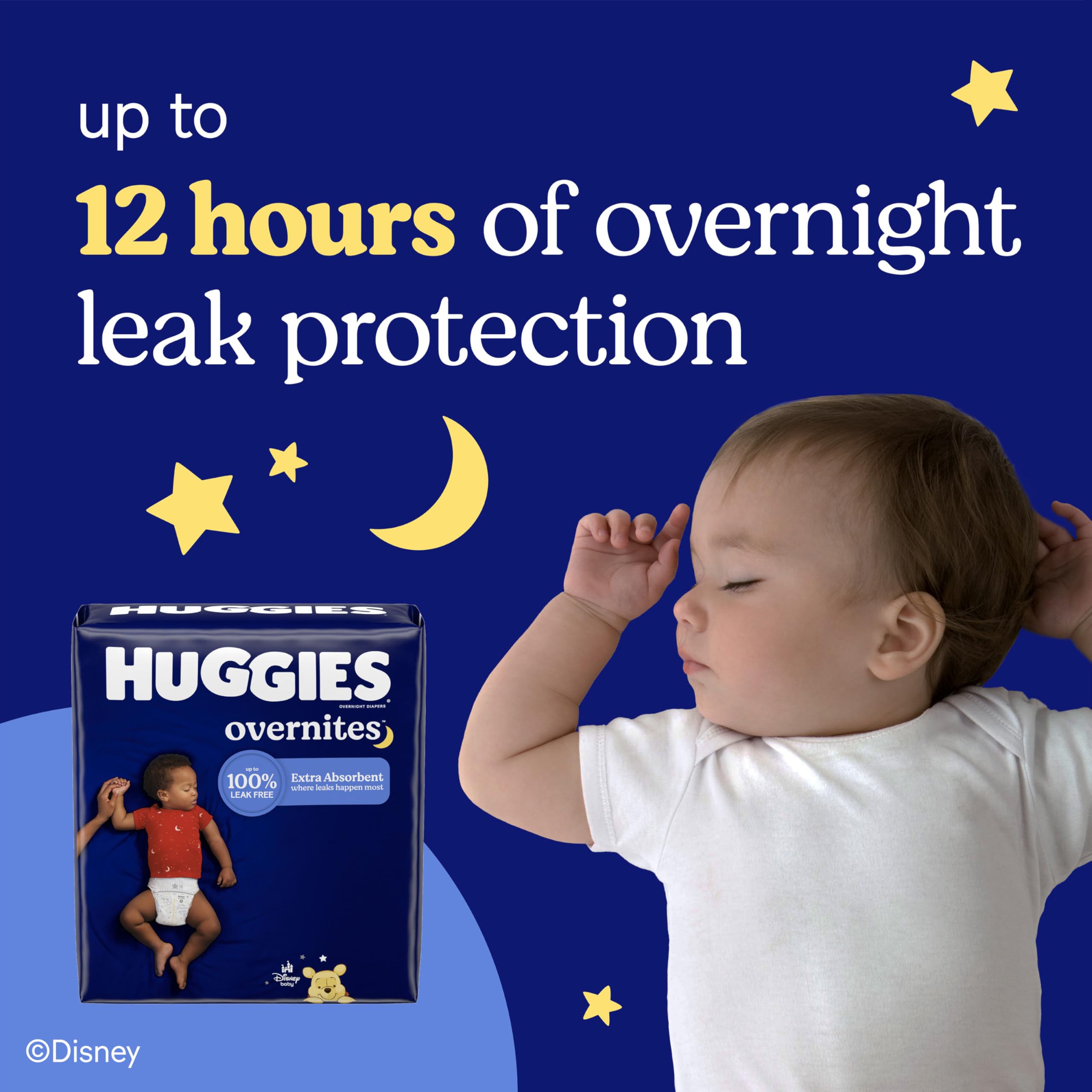 33 Count Huggies Overnites Size 3 Overnight Diapers (16-28 lbs),  Packaging May