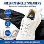 Knixmax Sneaker Deodorizer Shoe Freshener Balls, Odor Eaters for Shoes Boots Mules, Smell Eliminator Ball for Gym Gear Bags and Lockers, Fresh Linen Scent, Pack of 6, Black White