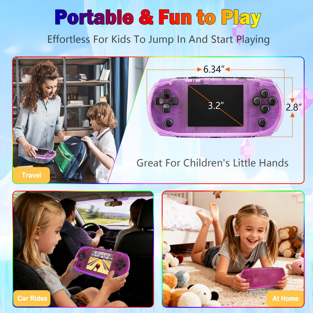 3.2" IPS Large Screen Handheld Game Console for Kids Preloaded 100 Retro Video