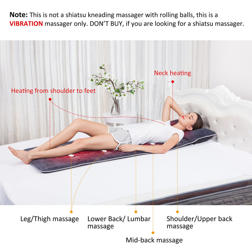 Snailax Memory Foam Massage Mat with Heat, 10 Vibrating Motors Full Body