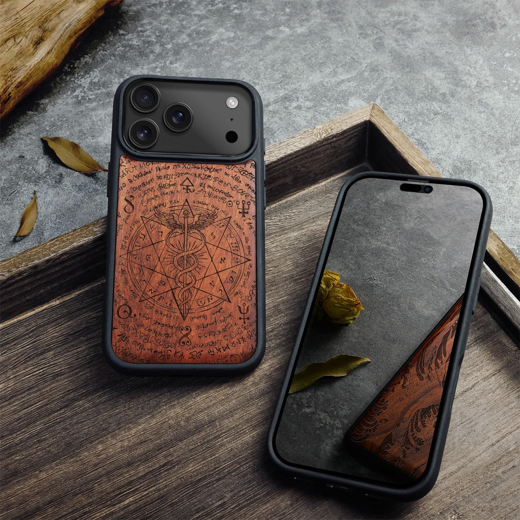 2 Pack Carveit Magnetic Wooden Case for iPhone 17 and 17 Pro Case, Wood Artisan