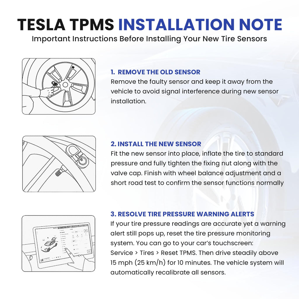 YUANCHINB Bluetooth TPMS Sensor Compatible with 2020-2026 Tesla Model 3 Model Y Model S Model X Tire Pressure Monitoring System Replaces OE 1490701-01-B 1490701-00-B 1PC