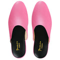 PAMIR Women's Genuine Full-Grain Leather Scuff Slippers, Rose pink, US 8 M