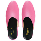 PAMIR Women's Genuine Full-Grain Leather Scuff Slippers, Rose pink, US 8 M