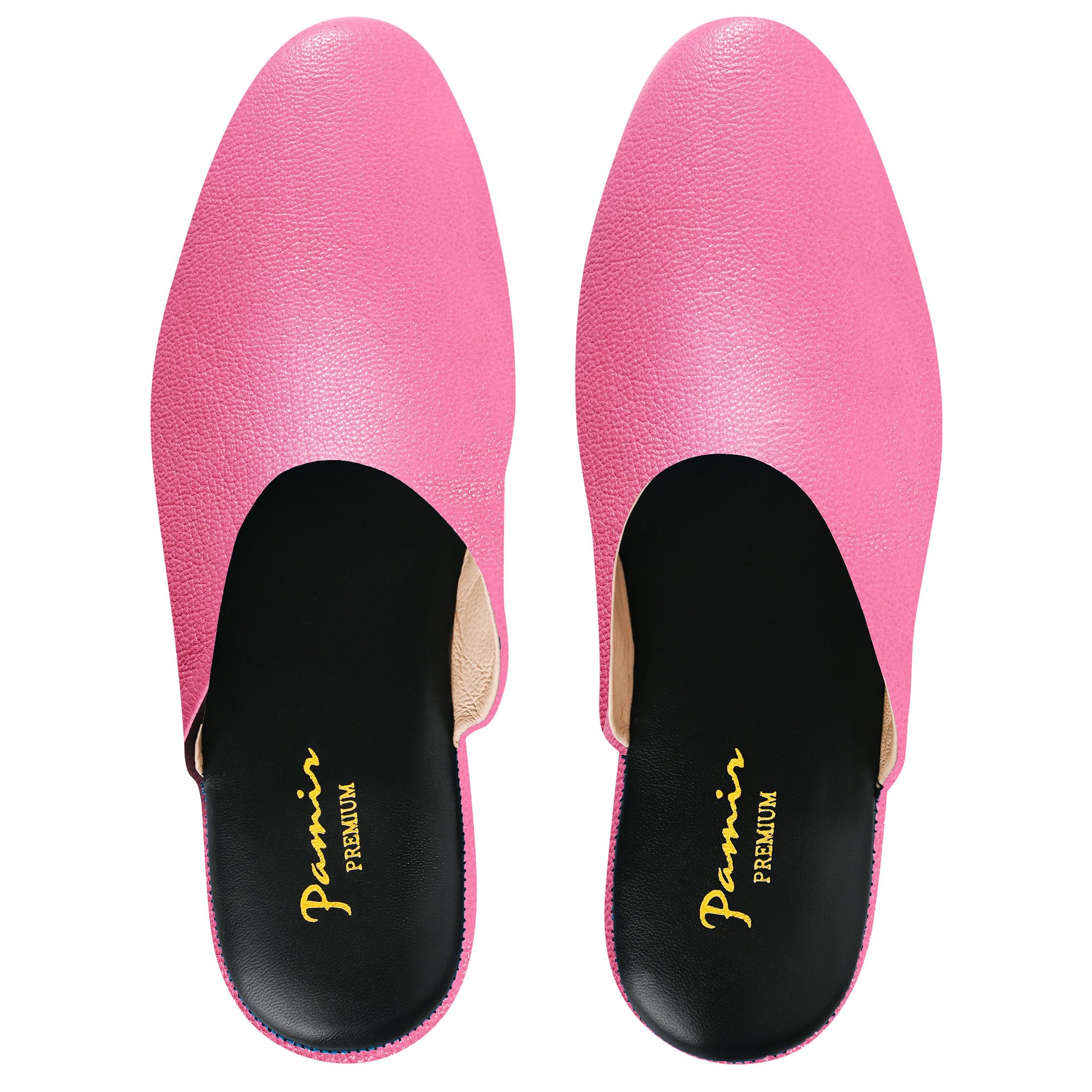 PAMIR Women's Genuine Full-Grain Leather Scuff Slippers, Rose pink, US 8 M