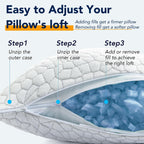 QUTOOL Cooling Memory Foam Pillow Queen Adjustable for Side Back Sleepers