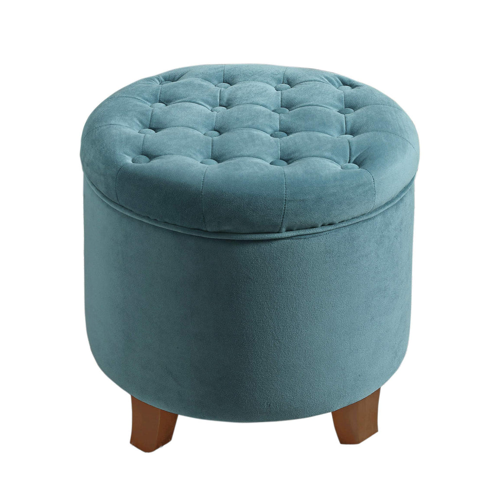 Homepop Round Velvet Tufted Ottoman Upholstered Foot Rest Accent Stool
