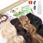 Clip in Hair Extensions 4 PCS 20 Inch Auburn Long Wavy Hair Extensions, Natural