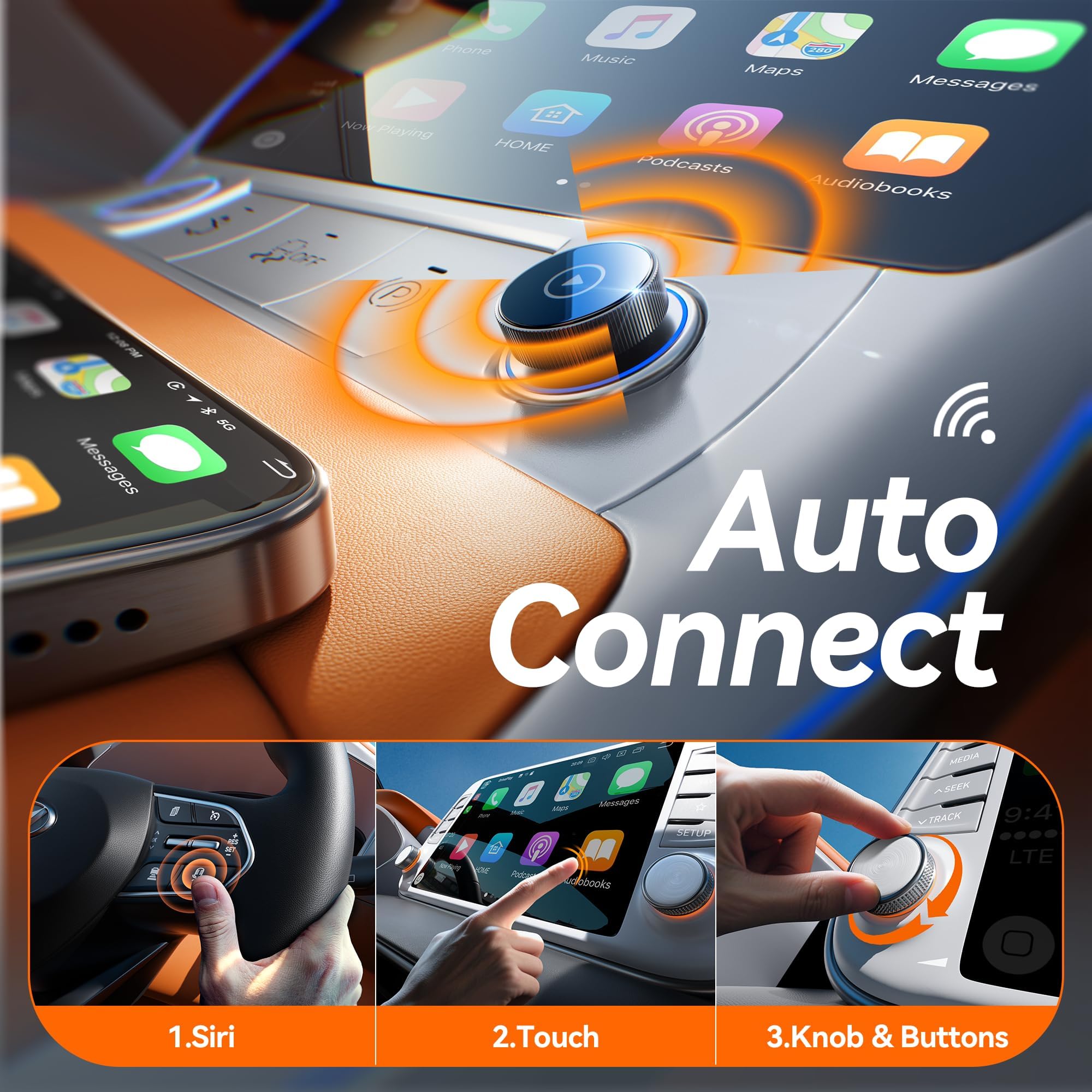 Wireless Apple CarPlay Adapter Mini Dongle iPhone Auto-Connect Bluetooth Deep