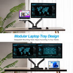 AVLT Dual Monitor Arm Desk Mount 17–43 inch USB-C Docking Station Laptop Tray