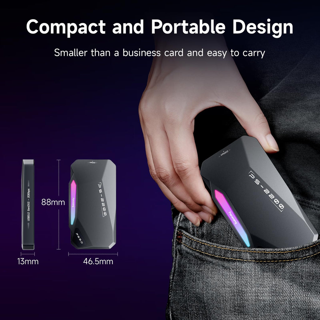 500GB Magnetic Portable SSD,2050MB/s Type-C USB 3.2 Gen 2x2 External SSD,4K
