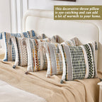 AmHoo Set of 2 Chenille Striped Textured Boho Throw Pillow Covers Aesthetic with