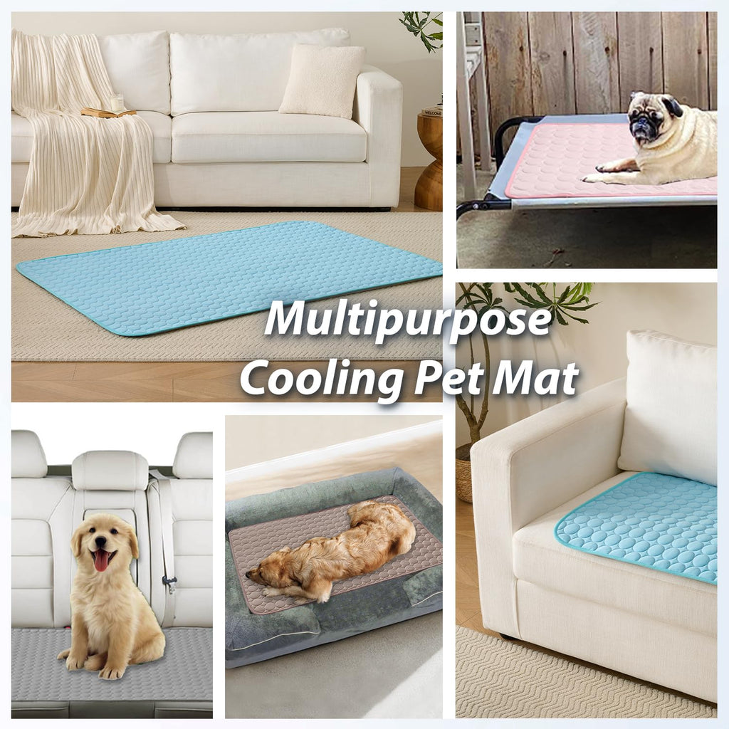 MICROCOSMOS Summer Cooling Mat & Sleeping Pad- Water Absorption Top, Materials Safe, Easy Carry, EZ Clean. Keep Cooling for Pets, Kids and Adults.(Blue, 19" x 15")