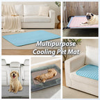 MICROCOSMOS Summer Cooling Mat & Sleeping Pad- Water Absorption Top, Materials Safe, Easy Carry, EZ Clean. Keep Cooling for Pets, Kids and Adults.(Blue, 19" x 15")