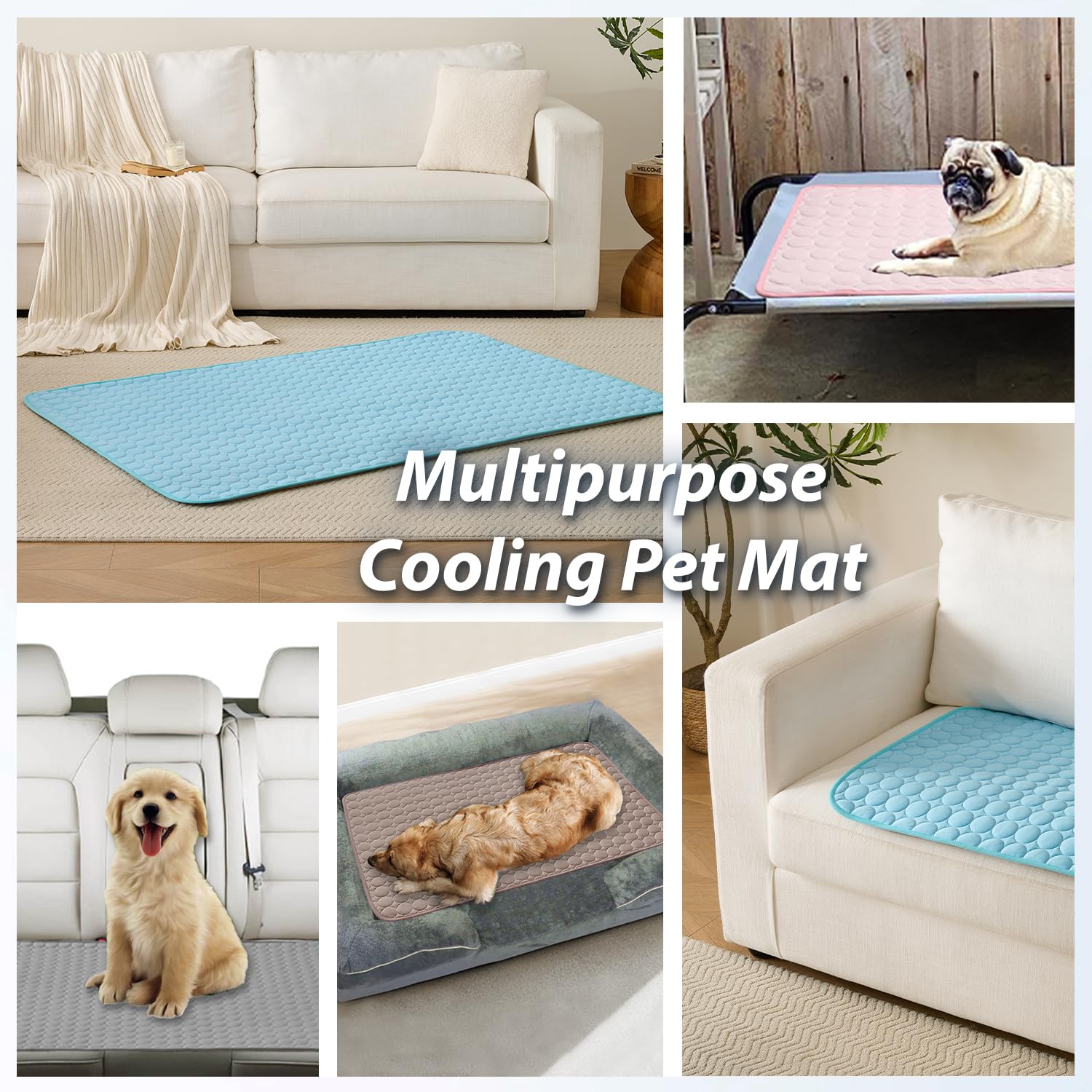 MICROCOSMOS Summer Cooling Mat & Sleeping Pad- Water Absorption Top, Materials Safe, Easy Carry, EZ Clean. Keep Cooling for Pets, Kids and Adults.(Blue, 19" x 15")