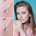 JewelryPalace 1ct Cubic Zirconia Huggie Hoop Earrings for Women, CZ Round Cut