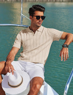 COOFANDY Mens Knit Polo Shirt Short Sleeve V Neck Casual Golf Shirt