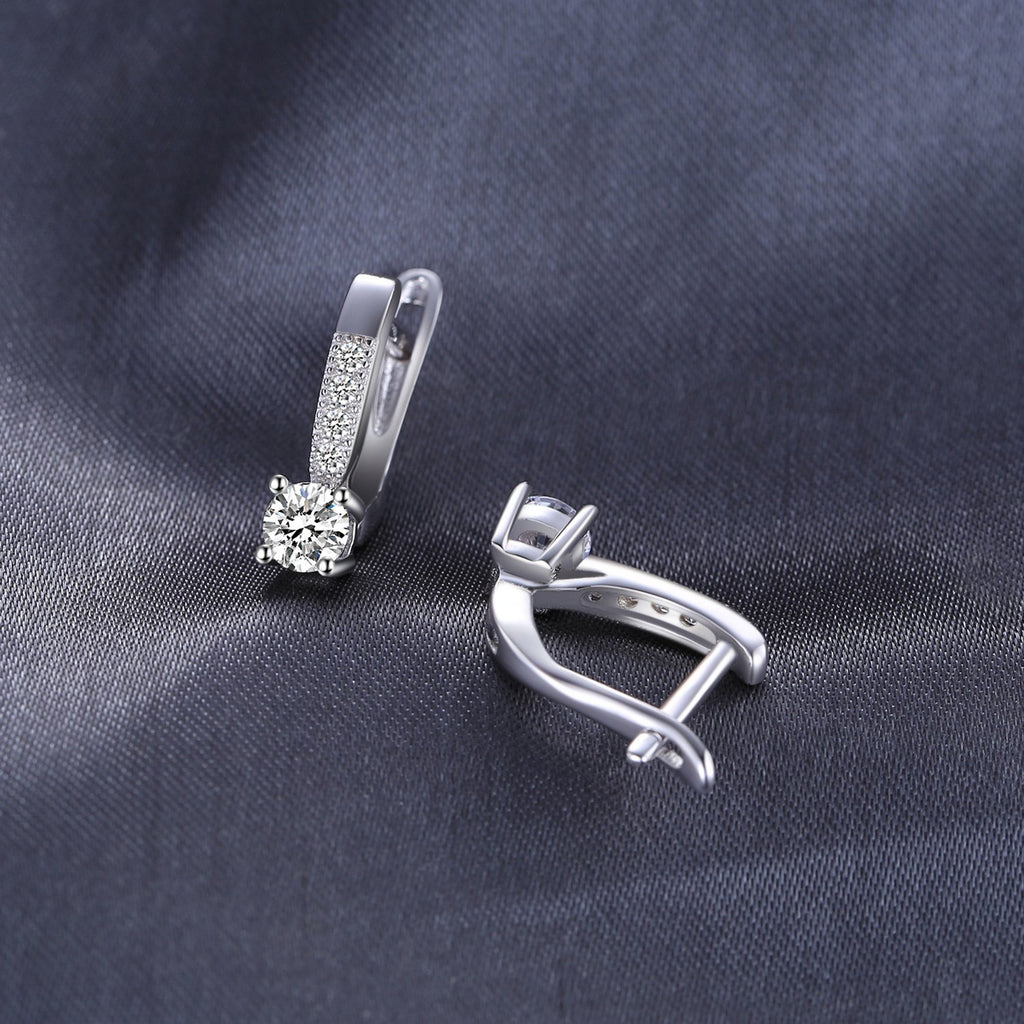 JewelryPalace 1ct Cubic Zirconia Huggie Hoop Earrings for Women, CZ Round Cut
