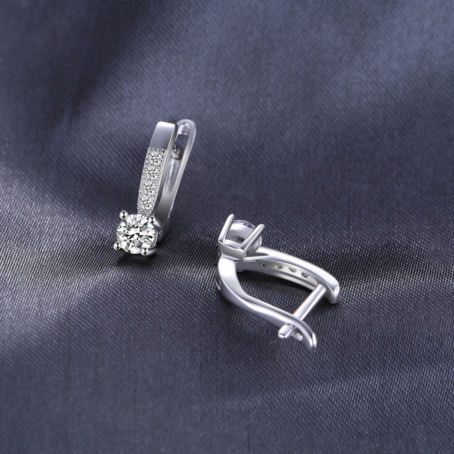 JewelryPalace 1ct Cubic Zirconia Huggie Hoop Earrings for Women, CZ Round Cut