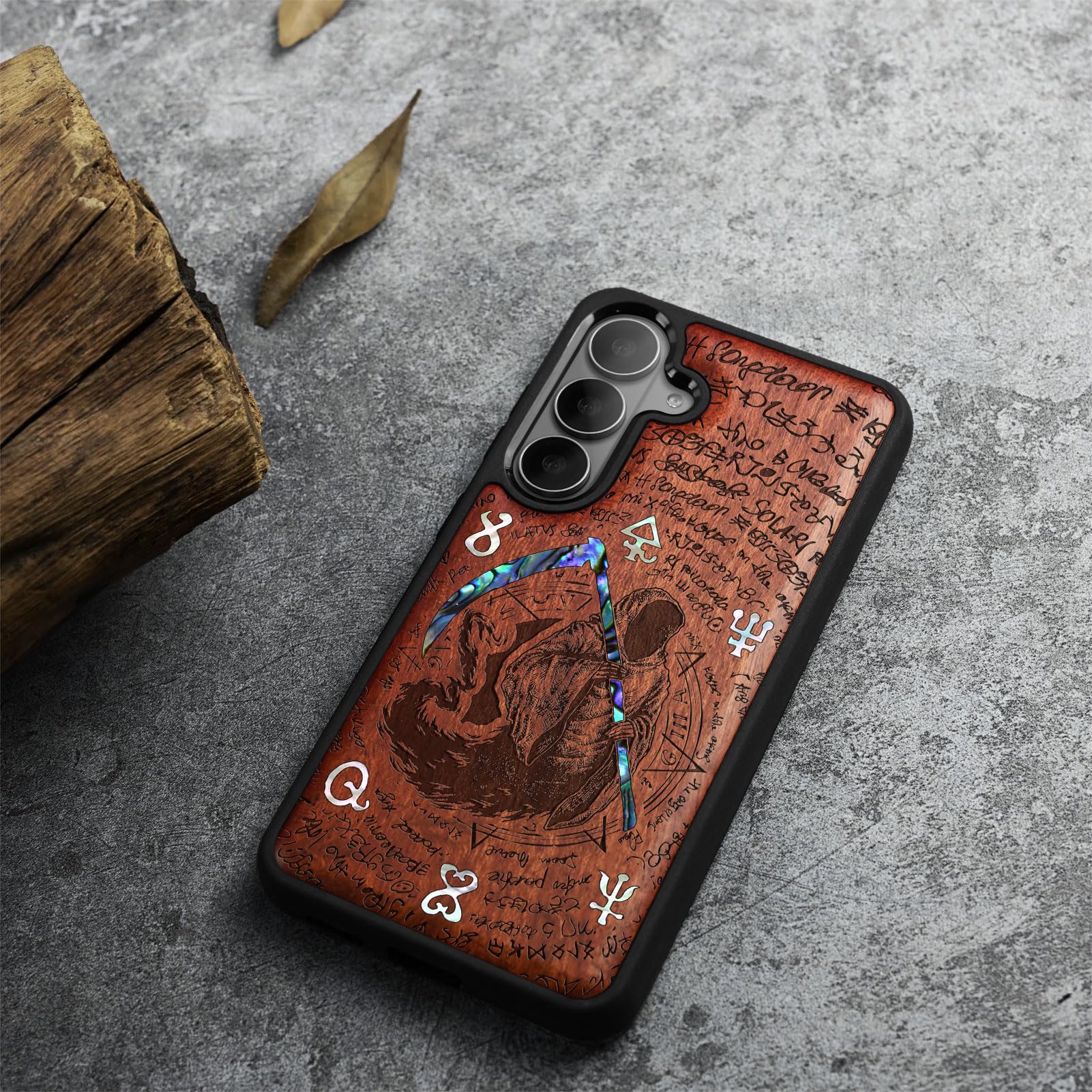 Carveit Handcrafted Case for Galaxy S26, (The Grim Reaper) Rosy
