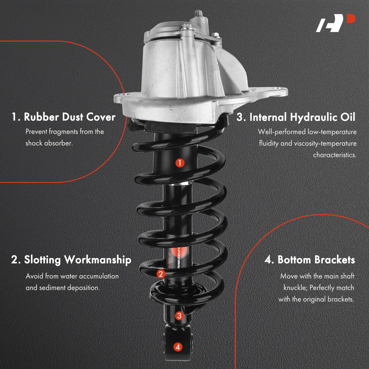 A-Premium Rear Complete Strut Assemblies with Coil Springs, Set of 2