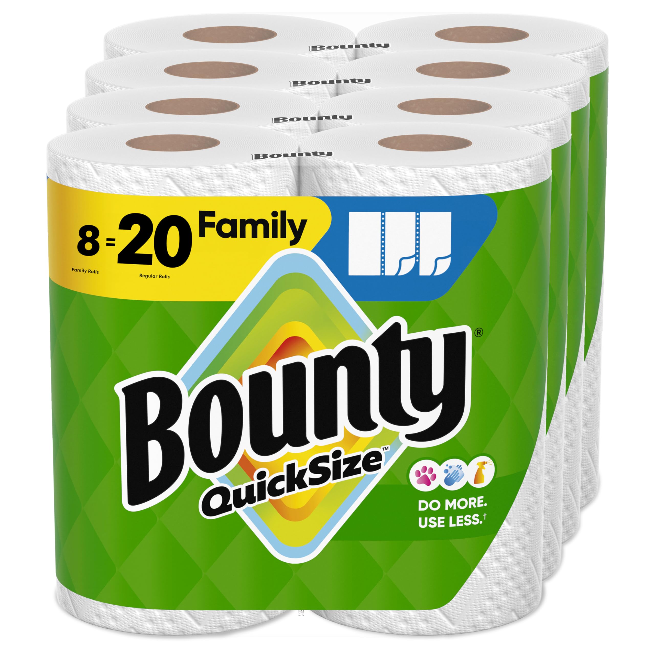 8 Family Rolls = 20 Regular Rolls Bounty Quick Size Paper Towels White