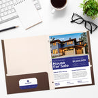 Better Office Products Brown Paper 2 Pocket Folders with Prongs, Matte Texture,