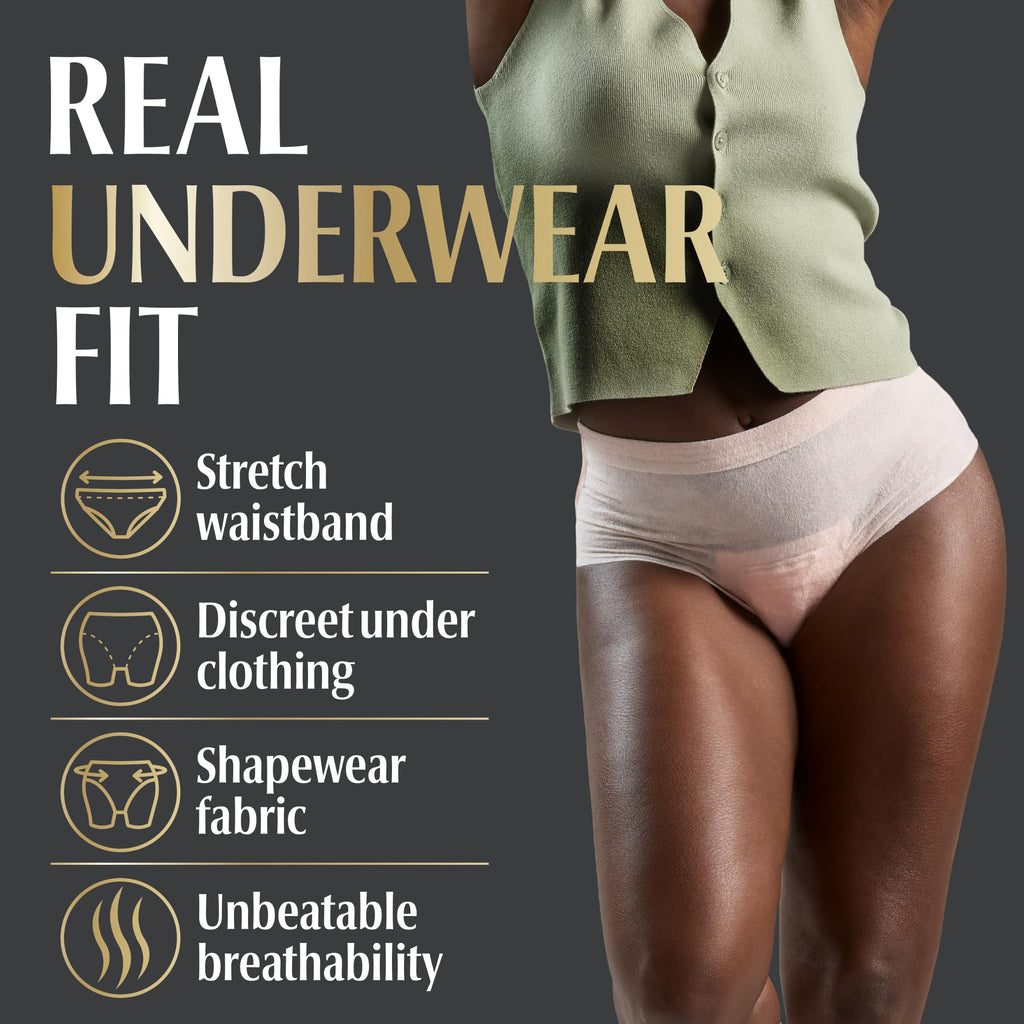 Depend Silhouette Adult Diapers, Incontinence & Postpartum Bladder Leak Underwear for Women, Maximum Absorbency, Extra Large, Black, 48 Count (2 Packs of 24), Packaging May Vary